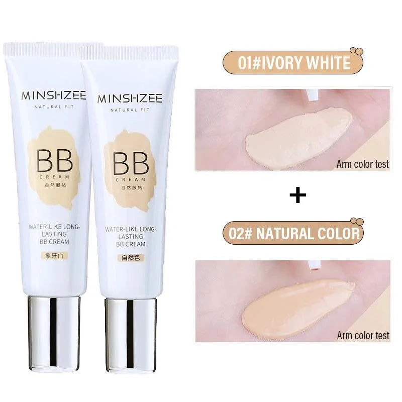 BB crème Fond de teint liquide hydratant, imperméable, longue durée, couleur ivoire, base naturelle, correcteur, maquillage léger et non collant