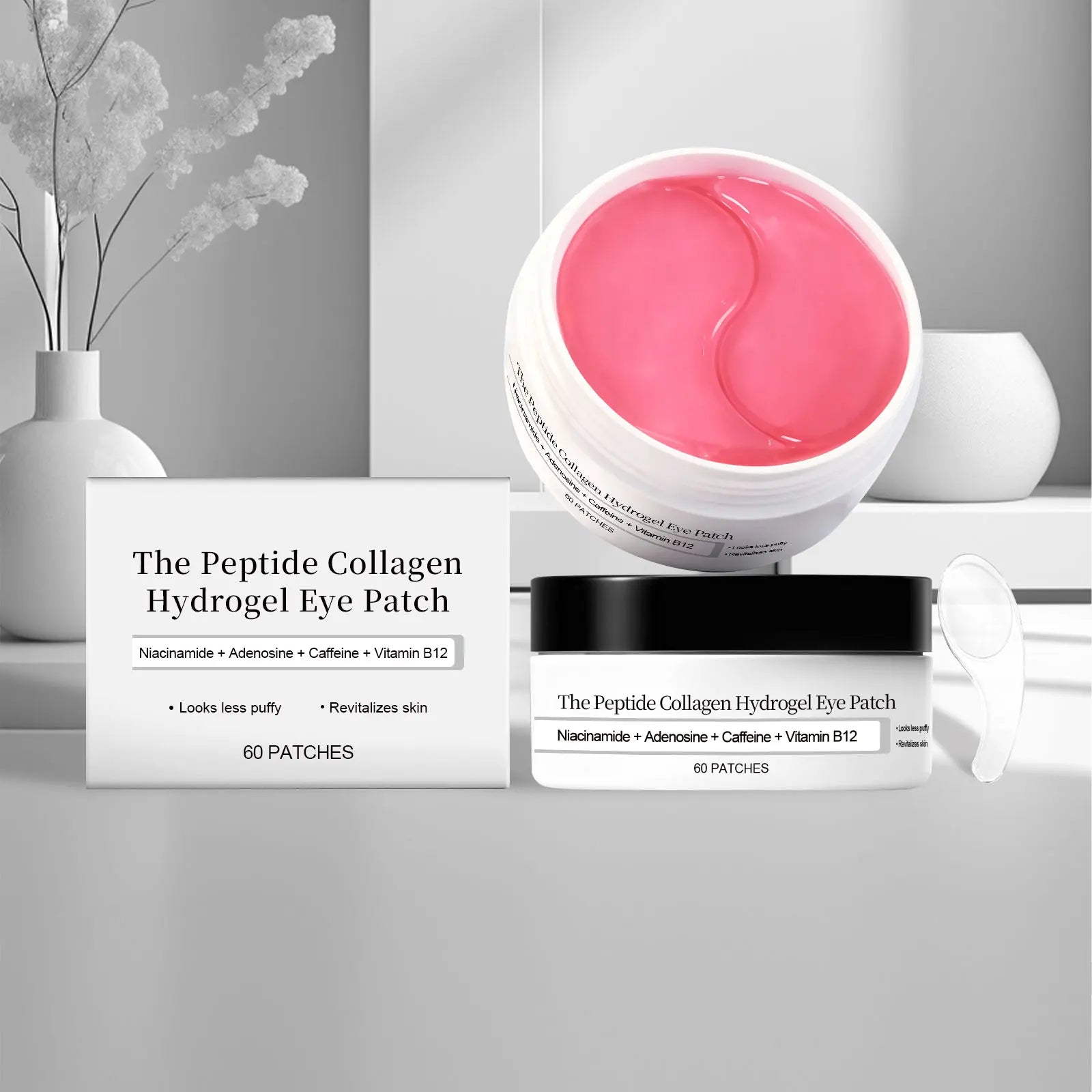 Patch pour les yeux en hydrogel de collagène peptidique Réduire les rides, les cernes avec le peptide de cuivre, la niacinamide, le gel hydratant raffermissant, coussinets pour les yeux