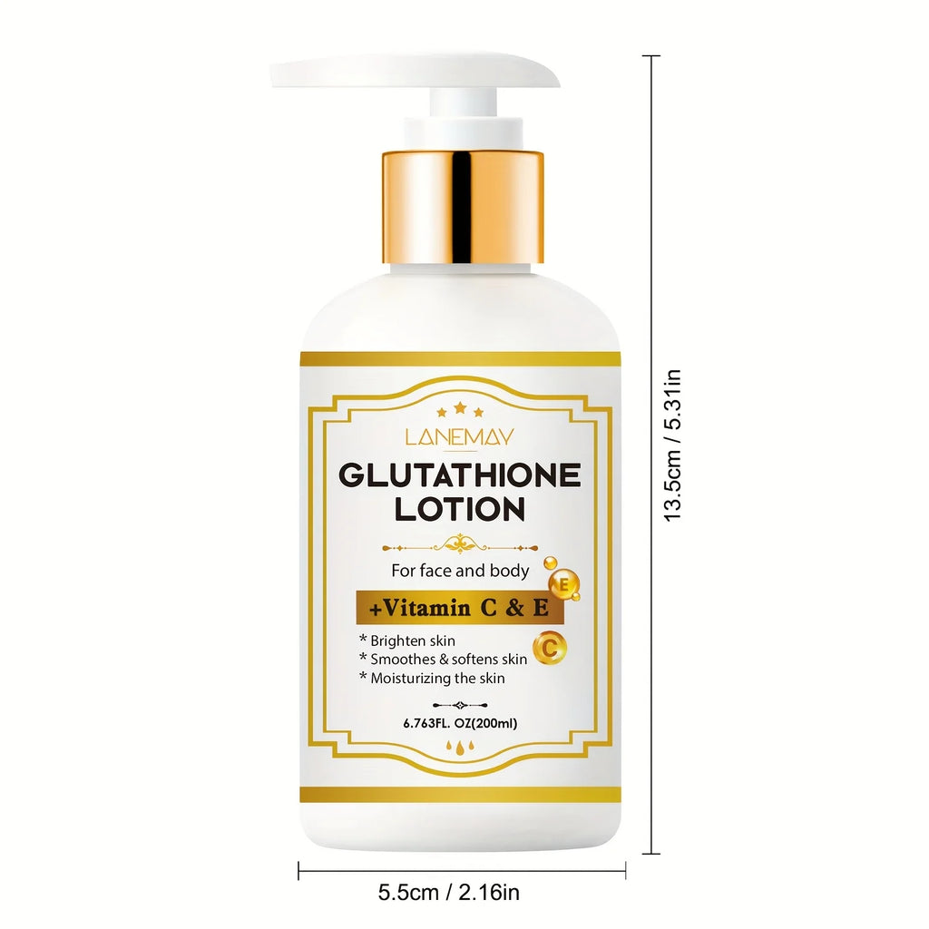 Lotion au glutathion avec vitamine C&E - Éclaircissant, hydratant et hydratant pour le visage et le corps pour le beige clair sec et fissuré, sans parabène