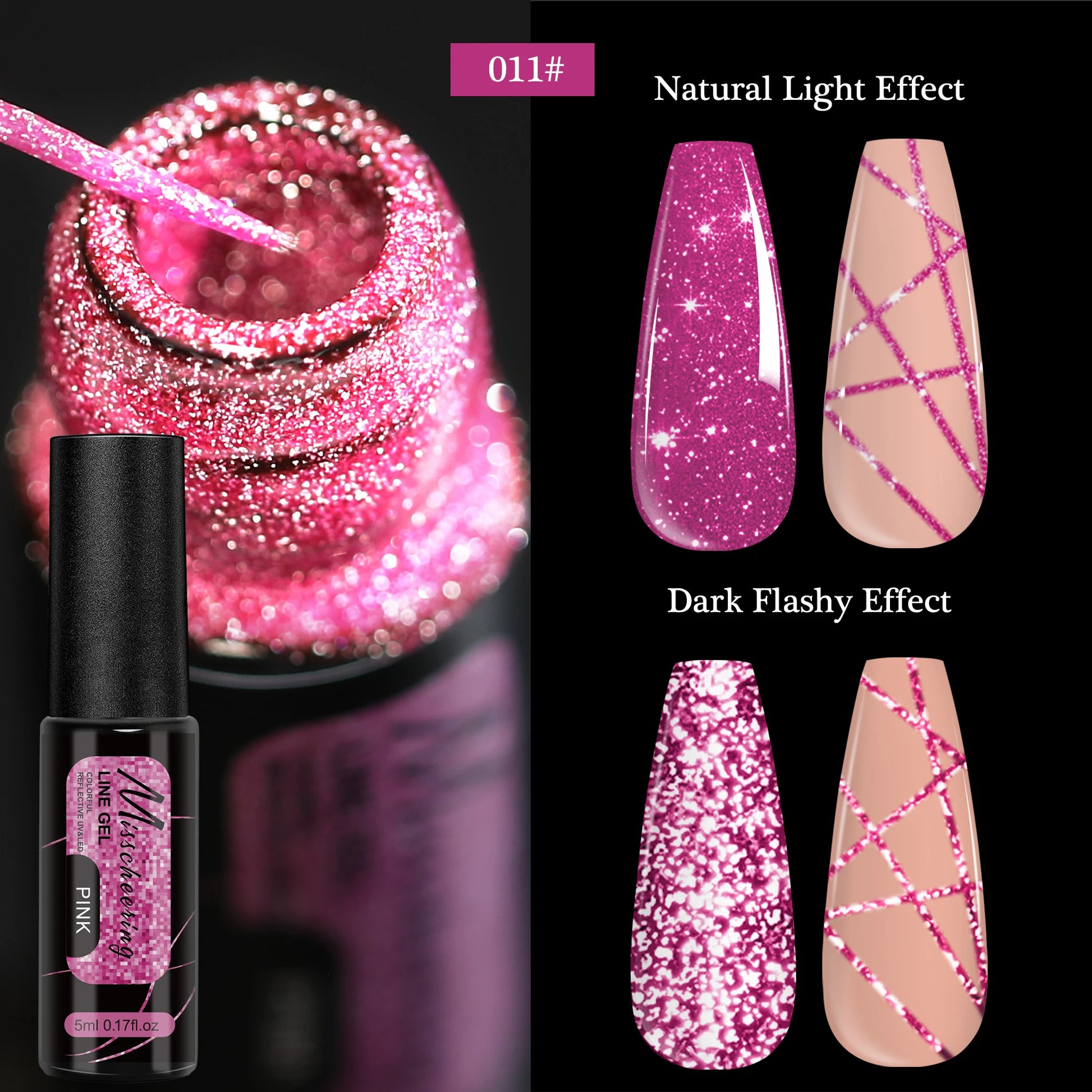 Gold Silver Glitter Liner Gel Nail Polish Super Bright Sparkling Glow In Dark French Line Semi Permanent Nail Painting UV Gel