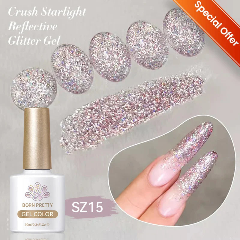 BORN PRETTY 10ml Gold Water Light Cat Magnetic Gel Polish Spaking Glitter Crystal Black Soak Off UV LED Vernis Manucure