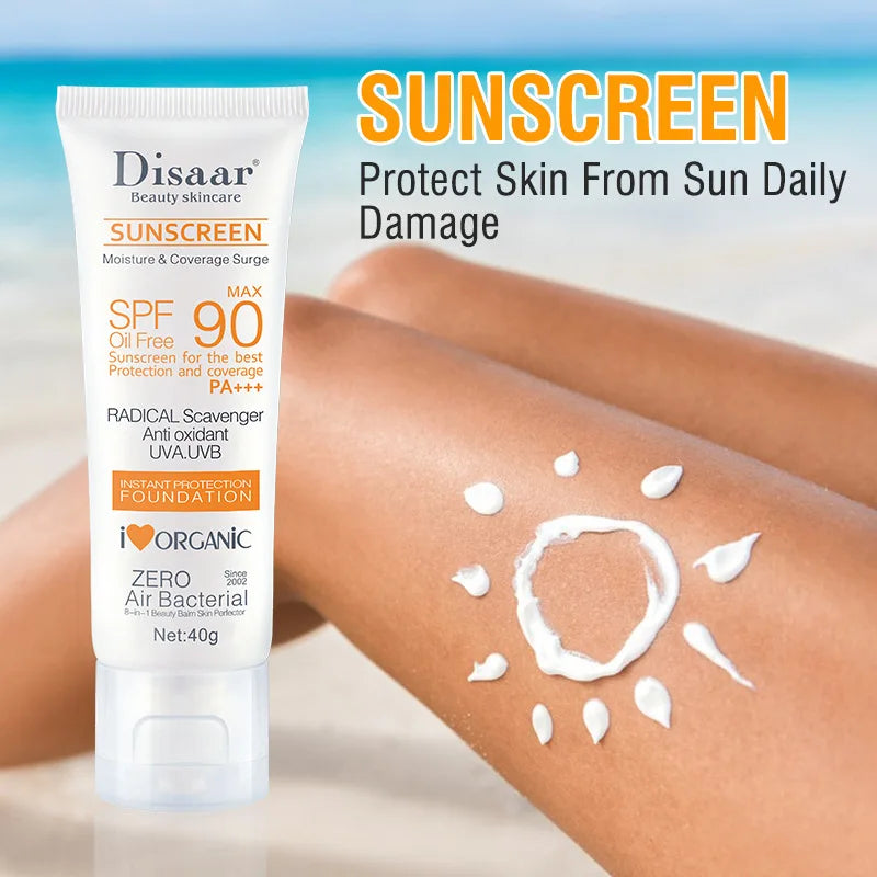 Fond de Teint Solaire Sans Huile SPF90 PA+++ 40g, Protection Antioxydante UVA/UVB, Couvrance Hydratante Bio pour le Visage