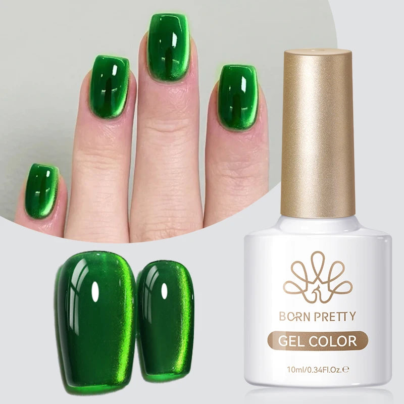 BORN PRETTY 10ml Gold Water Light Cat Magnetic Gel Polish Spaking Glitter Crystal Black Soak Off UV LED Vernis Manucure