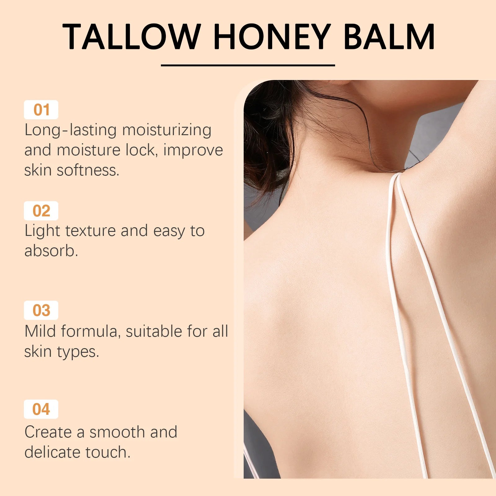 Crème au miel de suif Glow Hydratant pour la peau Améliorer l’élasticité Blanchiment doux Améliorer la matité Raffermissant Visage Corps Hydratant Lotion