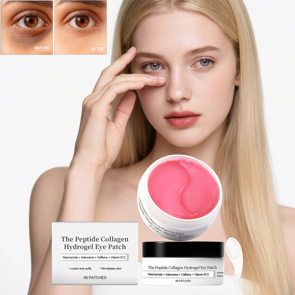 Patch pour les yeux en hydrogel de collagène peptidique Réduire les rides, les cernes avec le peptide de cuivre, la niacinamide, le gel hydratant raffermissant, coussinets pour les yeux