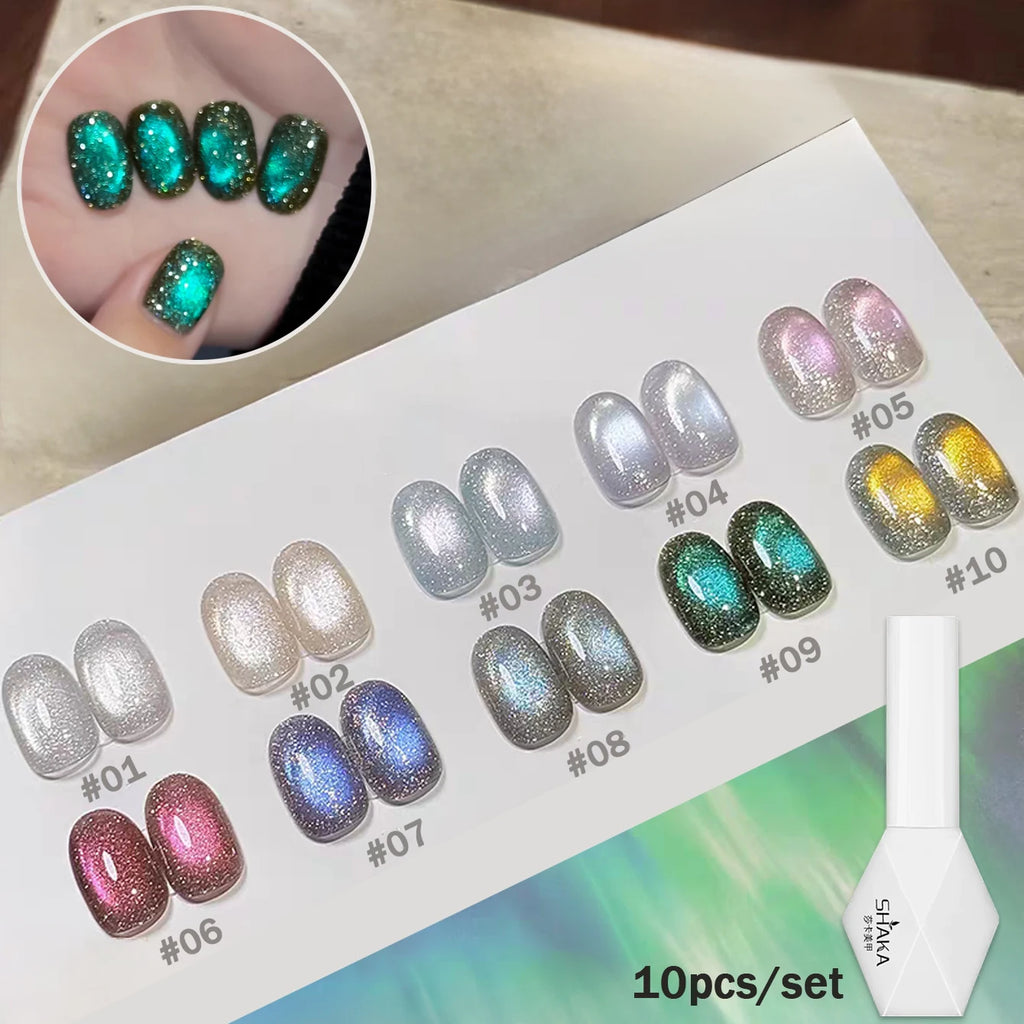 Vernis à ongles 60 variantes                          WS 10ML Sunlight Cat Eye Gel Blanchiment Vin Rouge Couleur Lumière Coucher de soleil Glow Cat Eye Glass Beads Nail Atr