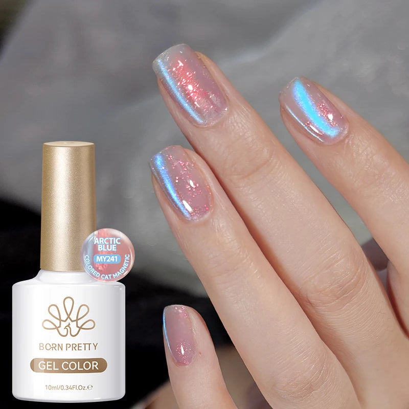 BORN PRETTY 10ml Gold Water Light Cat Magnetic Gel Polish Spaking Glitter Crystal Black Soak Off UV LED Vernis Manucure