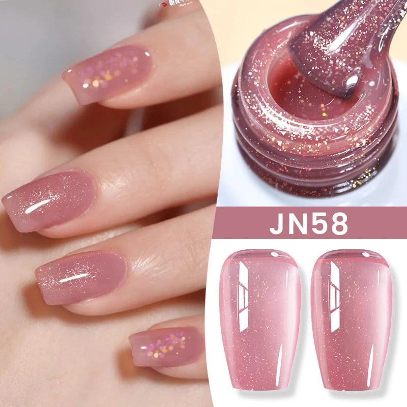 BORN PRETTYvernis à Ongles Gel, Semi Transparent, Soak Off UV LED, Vernis à Ongles Nude, N64.Gel Varjuvening,Art des ongles, 50 Couleurs, 10ml