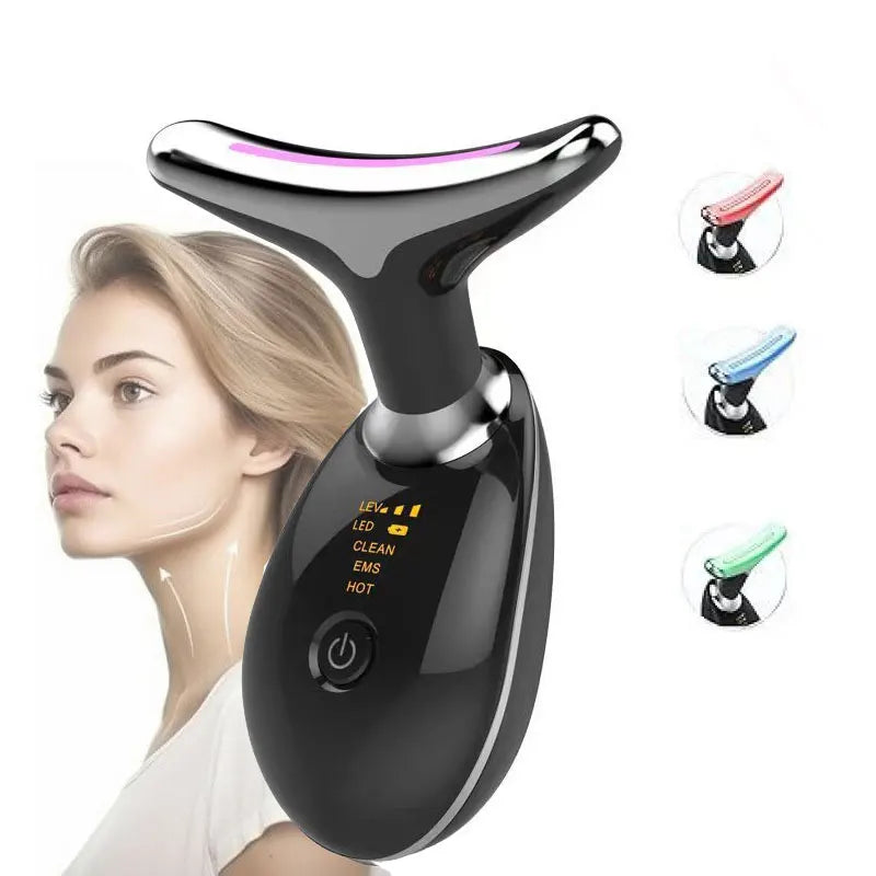 Masseur électrique pour le visage et le cou, 3 couleurs/7 couleurs, dispositif de raffermissement de la peau, Instrument de beauté LED, dissolvant de rides