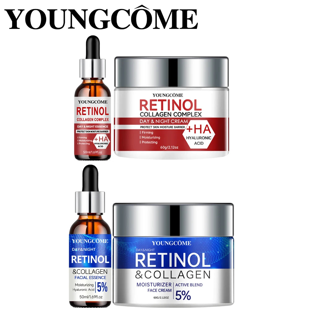 Ensemble d'essence de crème pour le visage au rétinol, verrouille dans l'humidité, répare la peau, lisse les rides, augmente l'élasticité pour la peau plus jeune et plus saine