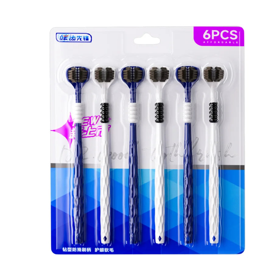 3-Sided Toothbrush for Comprehensive Cleaning | Ideal Angle Design | Raised Tongue Coating Brush | 2-Pack | Soft Bristles for Ge