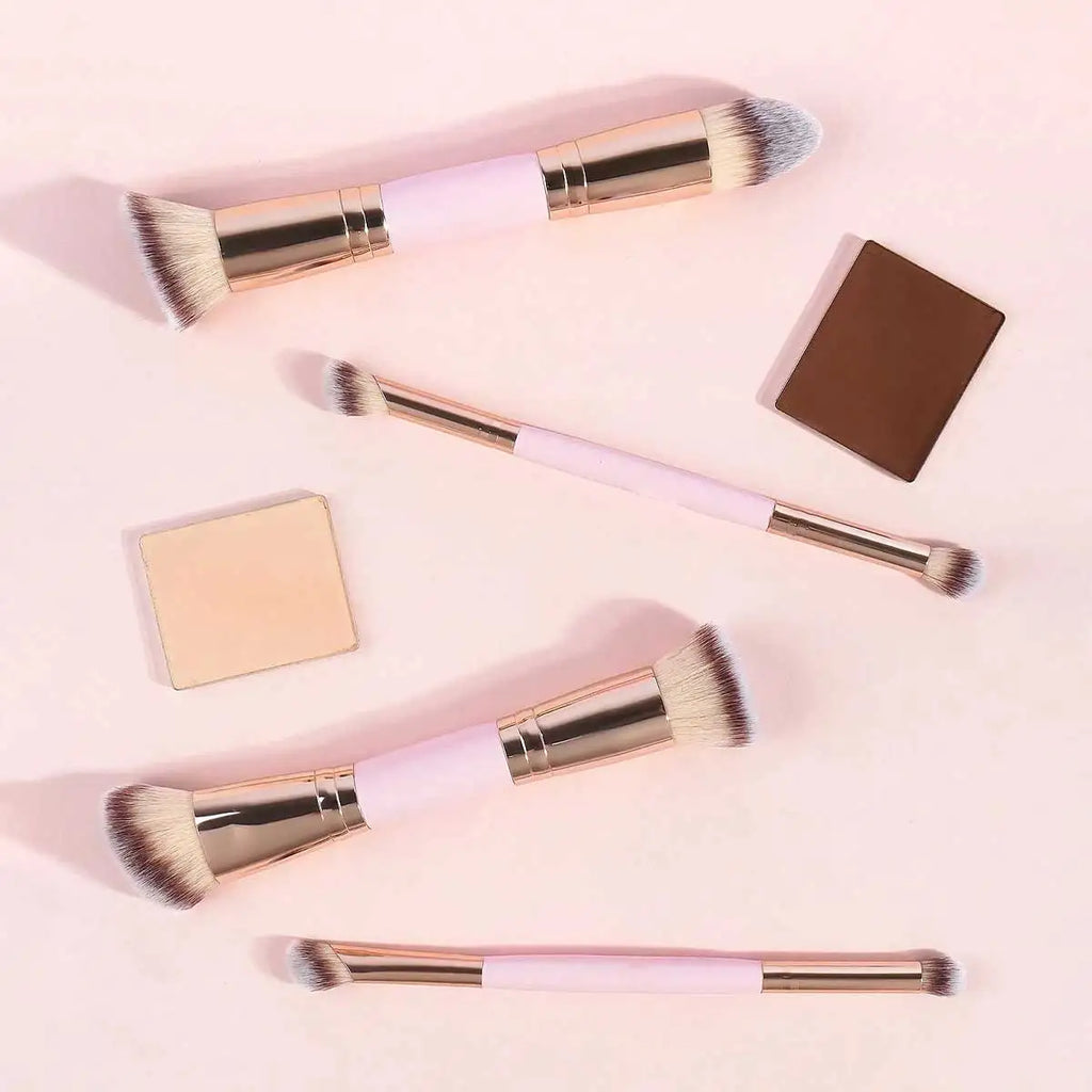 Ensemble de pinceaux de maquillage de base, 4 pièces, avec boîte, fond de teints à double extrémité, poudre, Blush, détails pour pinceaux de fard à paupières, voyage pour débutants