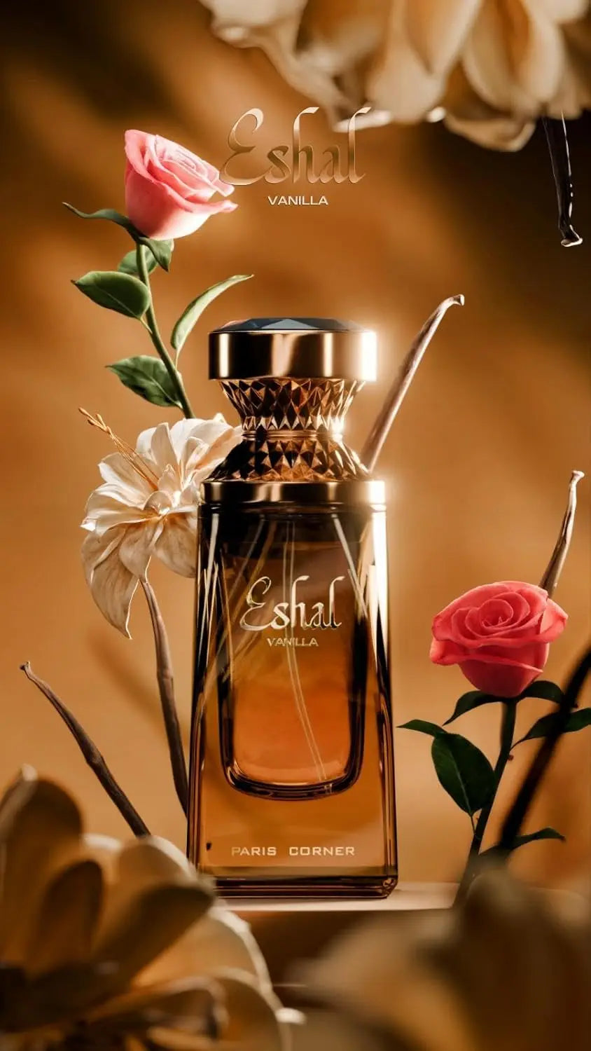 Parfum Paris Corner Eshal Vanilla EDP 3.4 Fl Oz pour femmes, parfum sucré et sensuel, longue tenue, indulgence sucrée, haute qualité