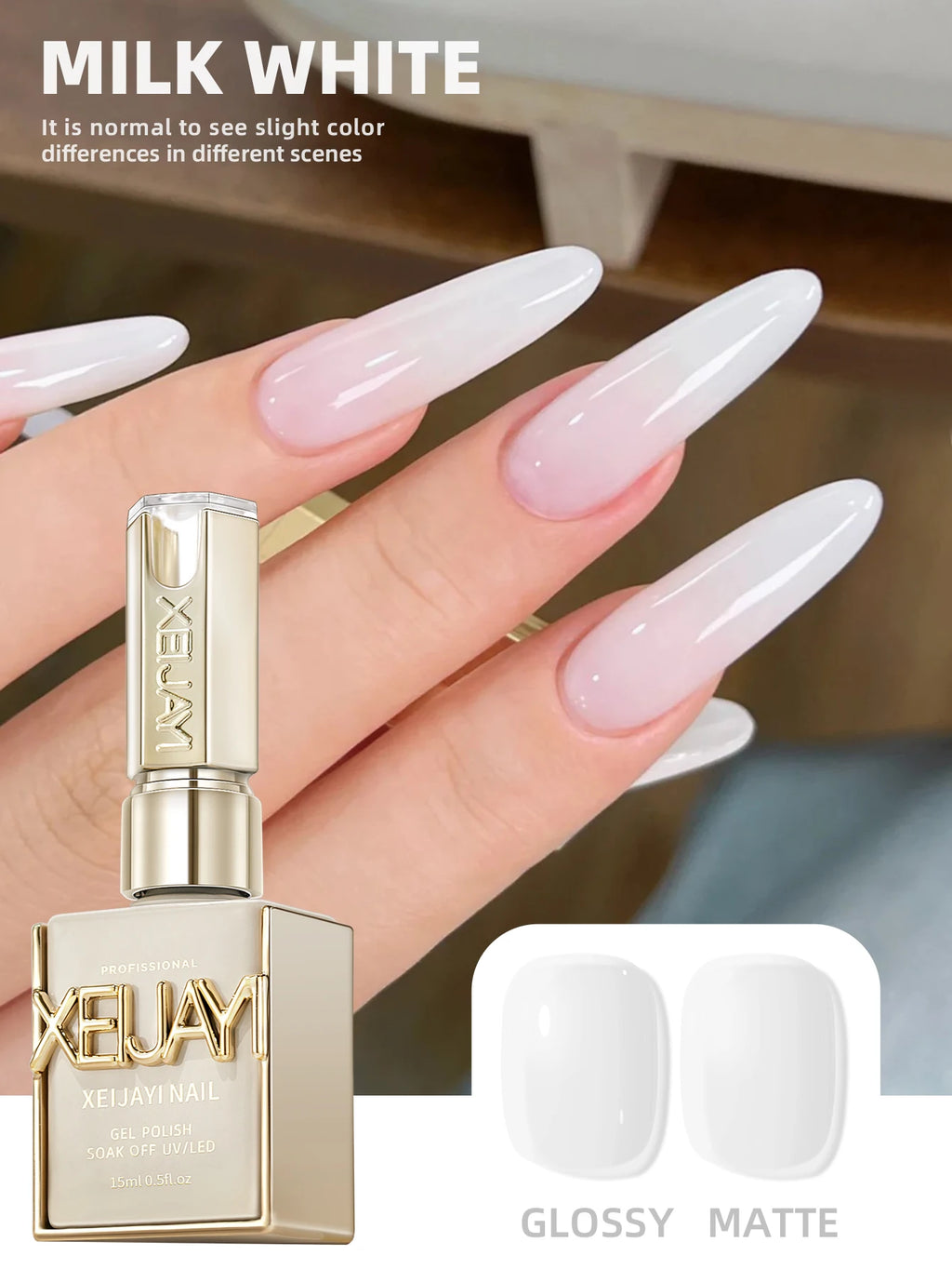 1Pc 15ML blanc laiteux pur vernis à ongles Gel ajouter Semi-Permanent tremper UV LED Construction Gel vernis