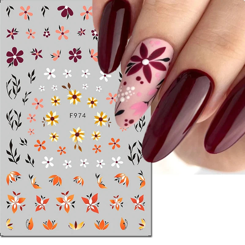 Autocollants 3D pour art des ongles , rose clair, violet, pétales de fleurs, décalcomanies pour décoration de manucure, salon de beauté, été