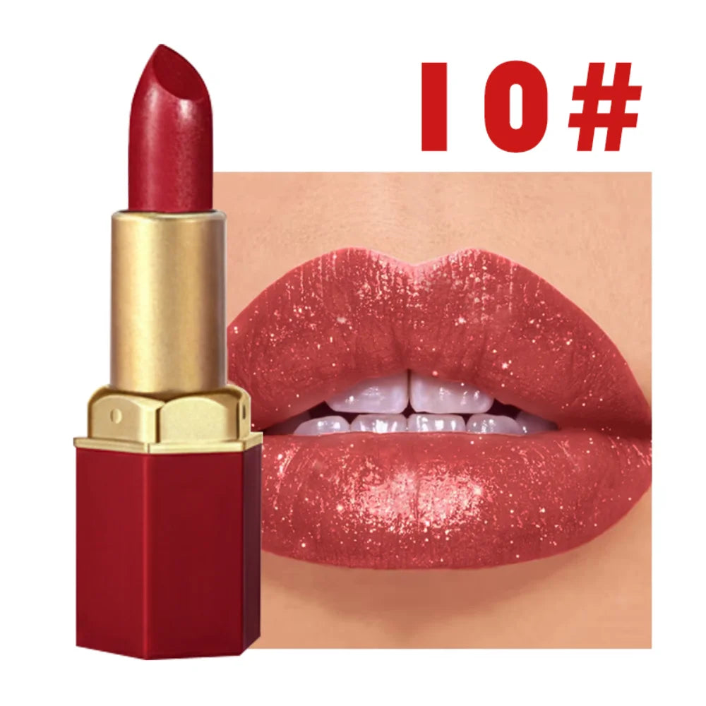 CHOISISSEZ RASME Rouge à lèvres en barre de chocolat 6 couleurs Perles de maquillage Pas facile à décoller Brillant à lèvres imperméable mat