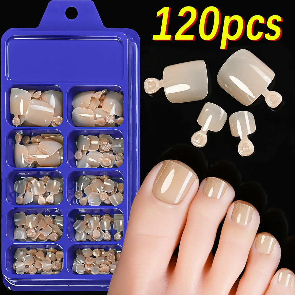 Ongles d’orteils Hotpress     Ongles carrés                  Couverture complète Faux ongles       Conseils pour l’été                 Pointe d’ongle Extension 120 pcs divers couleurs