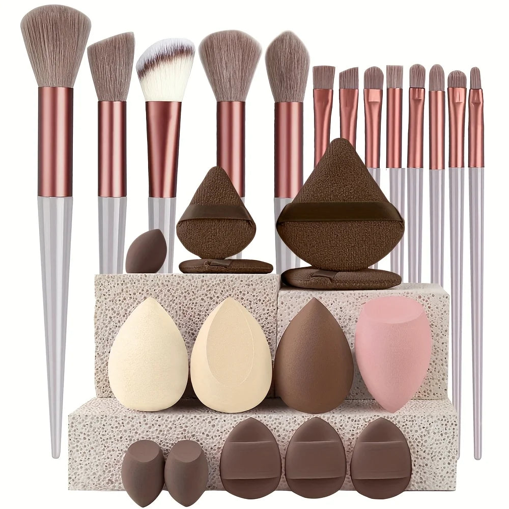 Pinceaux de maquillage 8-29 pièces Kit de maquillage professionnel femmes cosmétique pinceau à poudre douce fard à paupières fond de teint ensemble complet outil de beauté de voyage