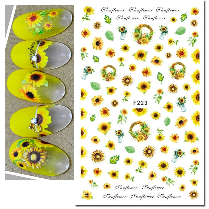 Autocollants 3D pour art des ongles , rose clair, violet, pétales de fleurs, décalcomanies pour décoration de manucure, salon de beauté, été