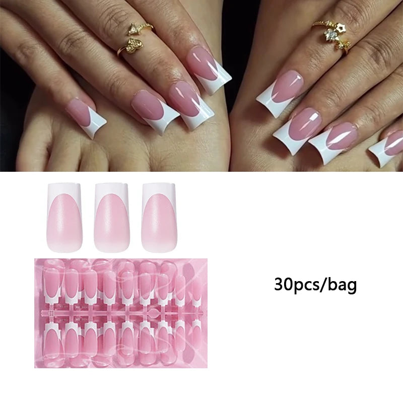 30pcs Pointes d’ongles d’orteil carré Été Dégradé Faux orteils Ongles Portable Short Ensemble D’Ongles De Pieds Carrés Appuyez Sur L’Ongle