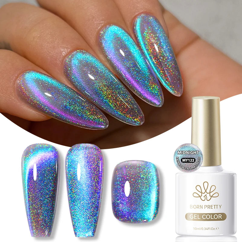 BORN PRETTY 10ml Gold Water Light Cat Magnetic Gel Polish Spaking Glitter Crystal Black Soak Off UV LED Vernis Manucure