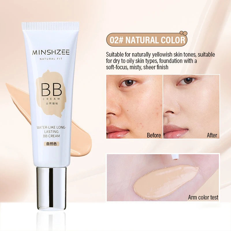 BB crème Fond de teint liquide hydratant, imperméable, longue durée, couleur ivoire, base naturelle, correcteur, maquillage léger et non collant