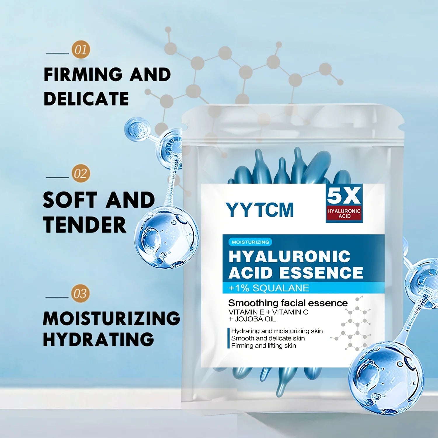 capsule hydratante profonde d'acide hyaluronique, essence cutanée hydratante et éclaircissante (0,4 g x 30 capsules)/sac -1 sac