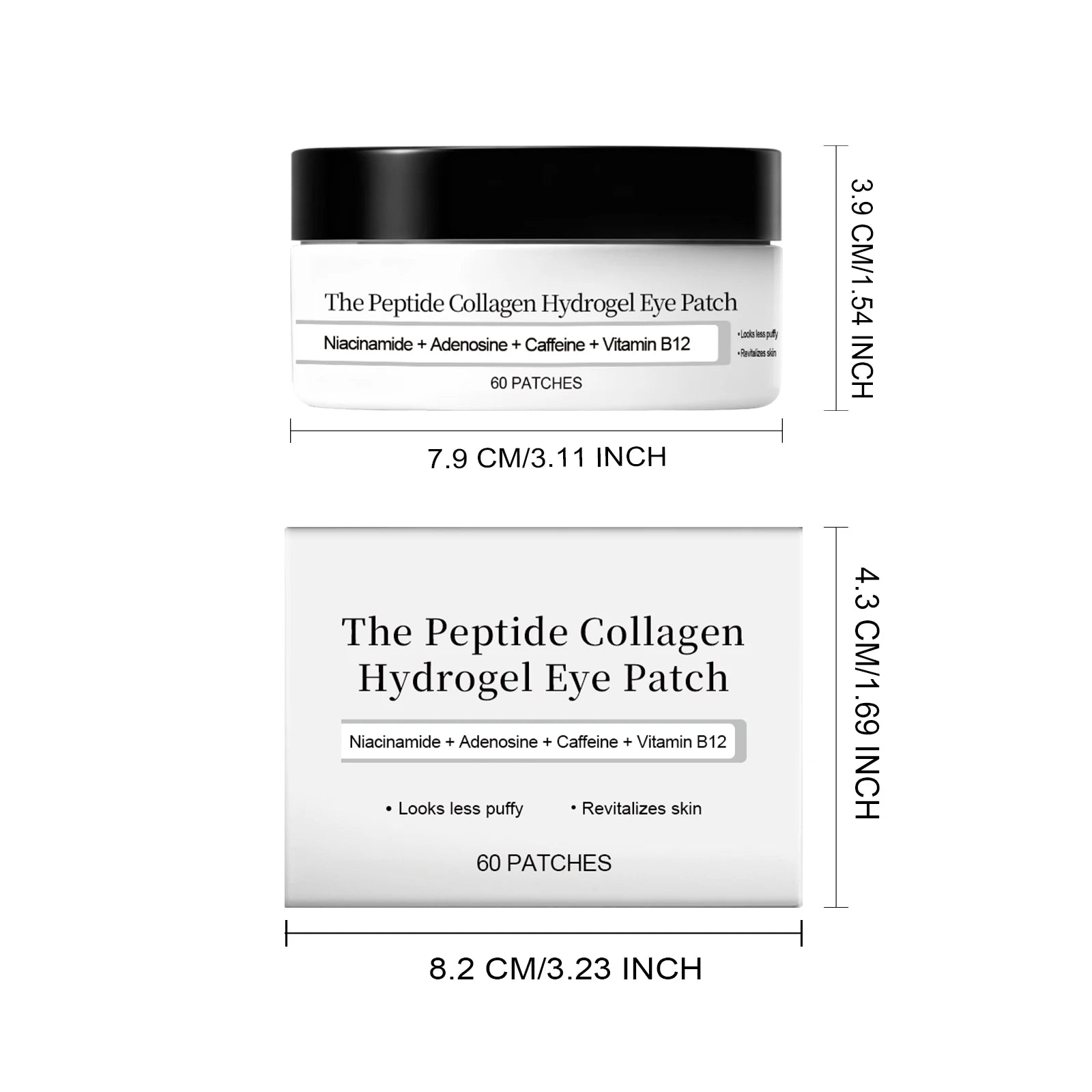 Patch pour les yeux en hydrogel de collagène peptidique Réduire les rides, les cernes avec le peptide de cuivre, la niacinamide, le gel hydratant raffermissant, coussinets pour les yeux