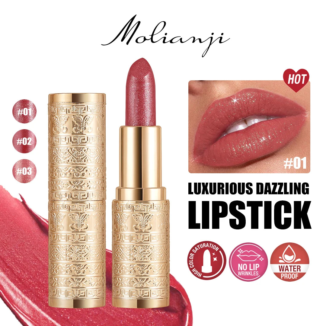 Rouge à lèvres brillant, formule longue durée, couleurs vives, facile à appliquer, adapté aux débutants, créant un maquillage incroyable pour les lèvres