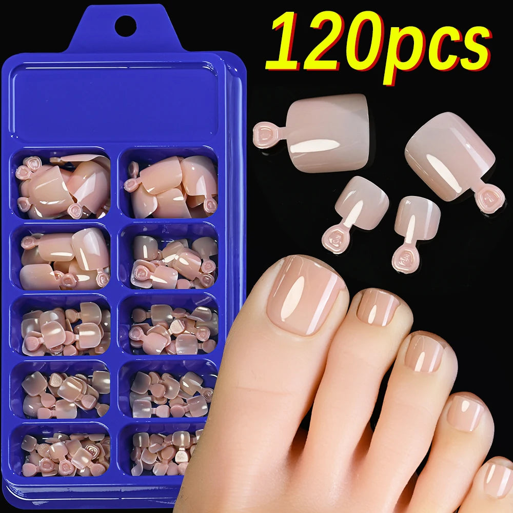 Ongles d’orteils Hotpress     Ongles carrés                  Couverture complète Faux ongles       Conseils pour l’été                 Pointe d’ongle Extension 120 pcs divers couleurs