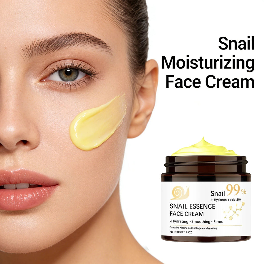 Crème hydratante pour le visage d’escargot 99 % d’essence d’escargot Acide hyaluronique 20 % de lifting raffermissant de la peau Barrière de réparation Soins de la peau 60g