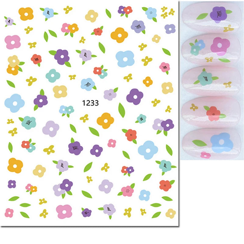 Autocollants 3D pour art des ongles , rose clair, violet, pétales de fleurs, décalcomanies pour décoration de manucure, salon de beauté, été