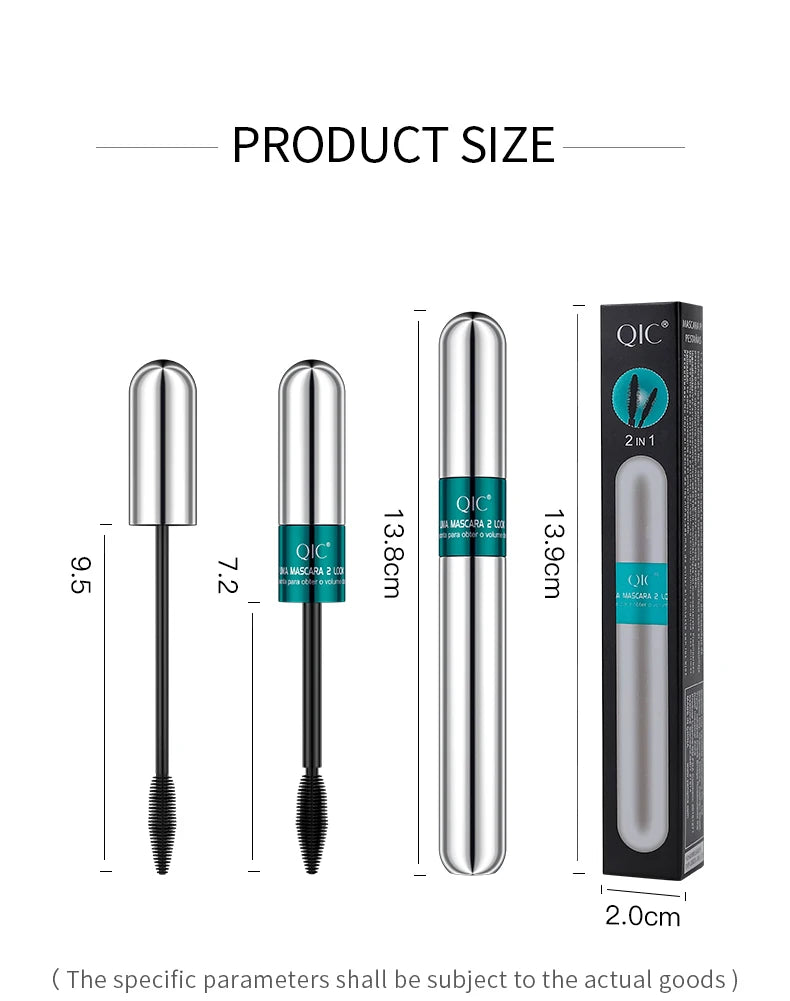 InjFiber-Mascara imperméable double en un, extension de cils, noir, optique, allongement des cils, cosmétiques