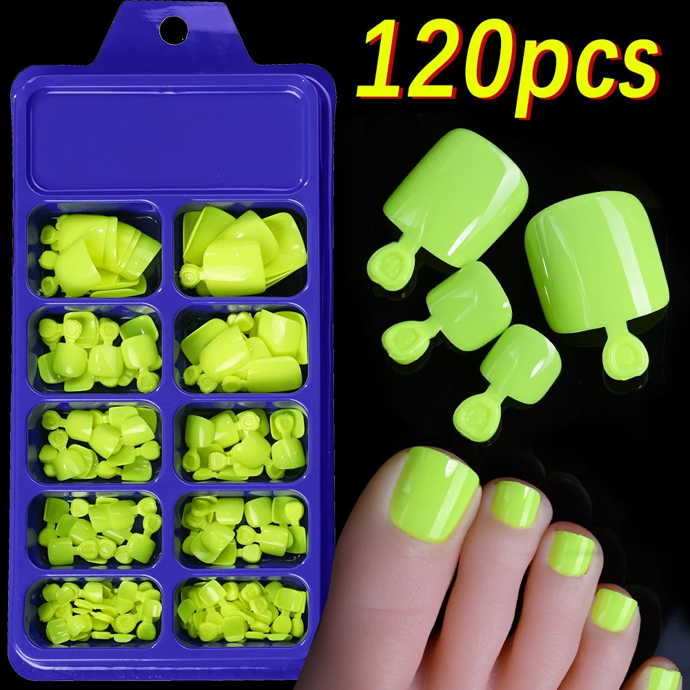 Ongles d’orteils Hotpress     Ongles carrés                  Couverture complète Faux ongles       Conseils pour l’été                 Pointe d’ongle Extension 120 pcs divers couleurs