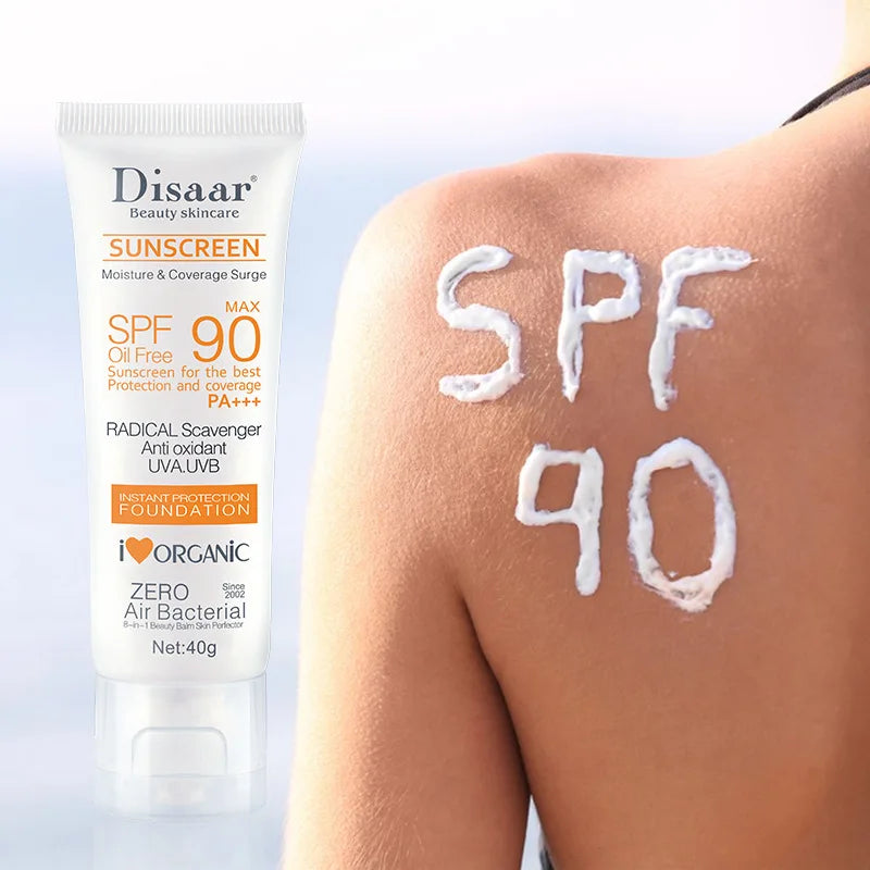 Écran solaire SPF90+ Protection contre les rayonnements UV Hydratant Visage Corps Bras Cuisses Crème solaire Soins de la peau