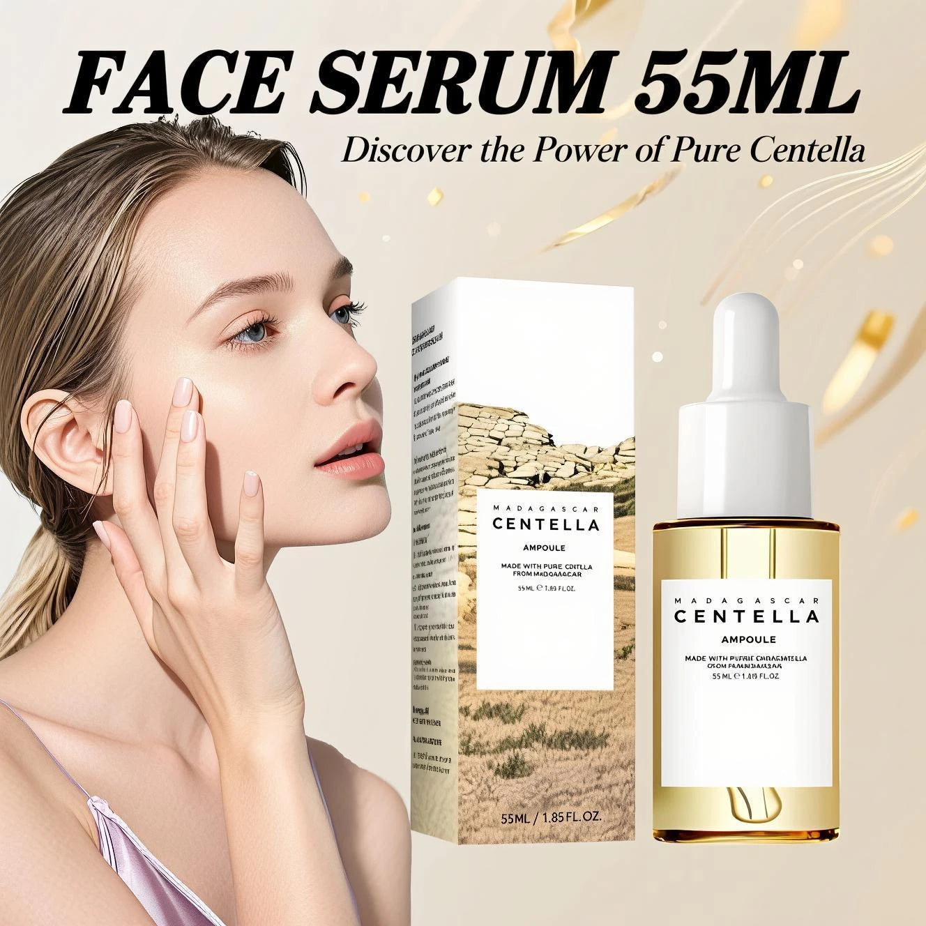Madagascar Centella Asiatica Serum 55ml - Formule apaisante pour la peau sensible avec lutte contre l’acné, bienfaits hydratants en profondeur pour le visage