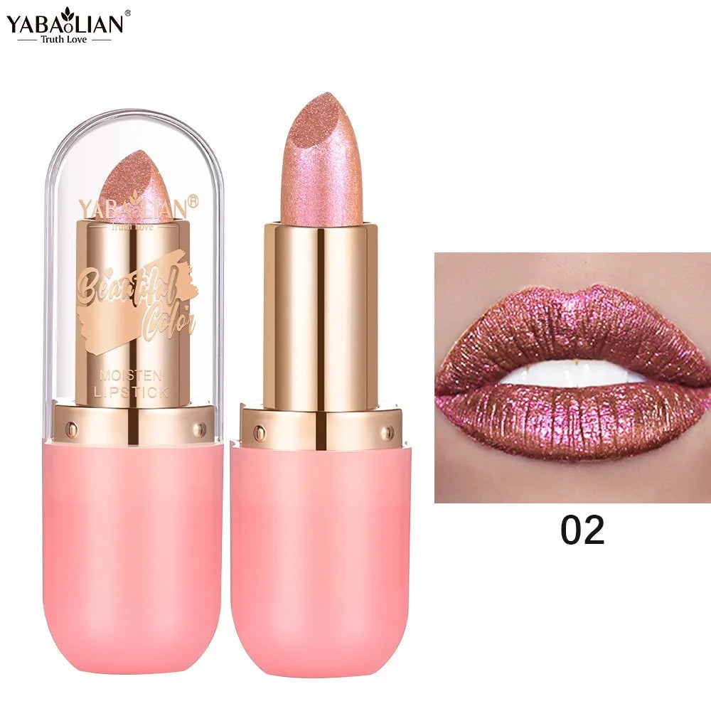 Rouge à lèvres caméléon Violet métallique, couleur changeante, mat, paillettes, diamant, imperméable, perle brillante, brillant, maquillage Sexy