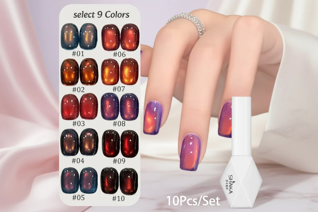 Vernis à ongles 60 variantes                          WS 10ML Sunlight Cat Eye Gel Blanchiment Vin Rouge Couleur Lumière Coucher de soleil Glow Cat Eye Glass Beads Nail Atr