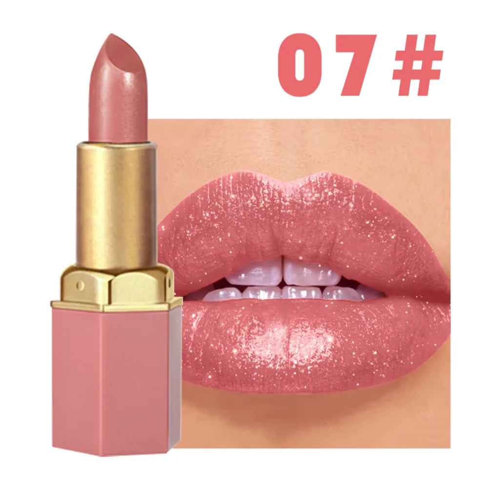 CHOISISSEZ RASME Rouge à lèvres en barre de chocolat 6 couleurs Perles de maquillage Pas facile à décoller Brillant à lèvres imperméable mat