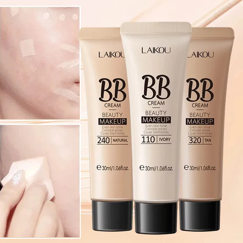 3 couleurs BB Cream Isolation Crème Fond de teint liquide Contrôle de l’huile hydratante Maquillage longue durée Primer naturel imperméable pour le visage