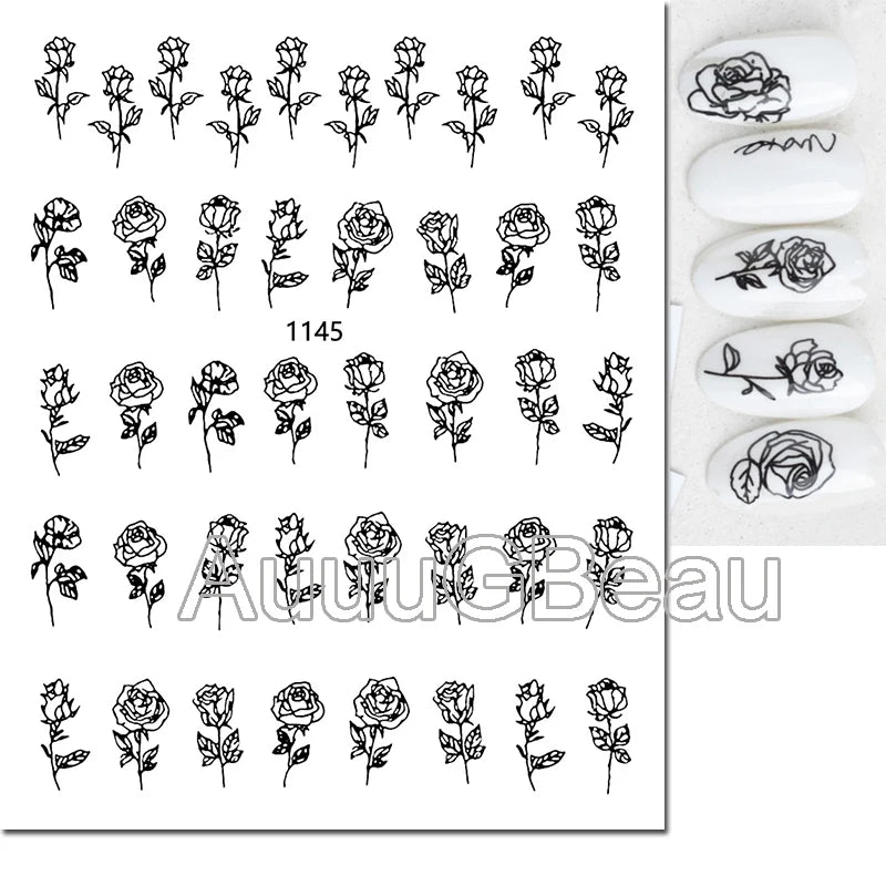 Autocollants 3D pour art des ongles , rose clair, violet, pétales de fleurs, décalcomanies pour décoration de manucure, salon de beauté, été