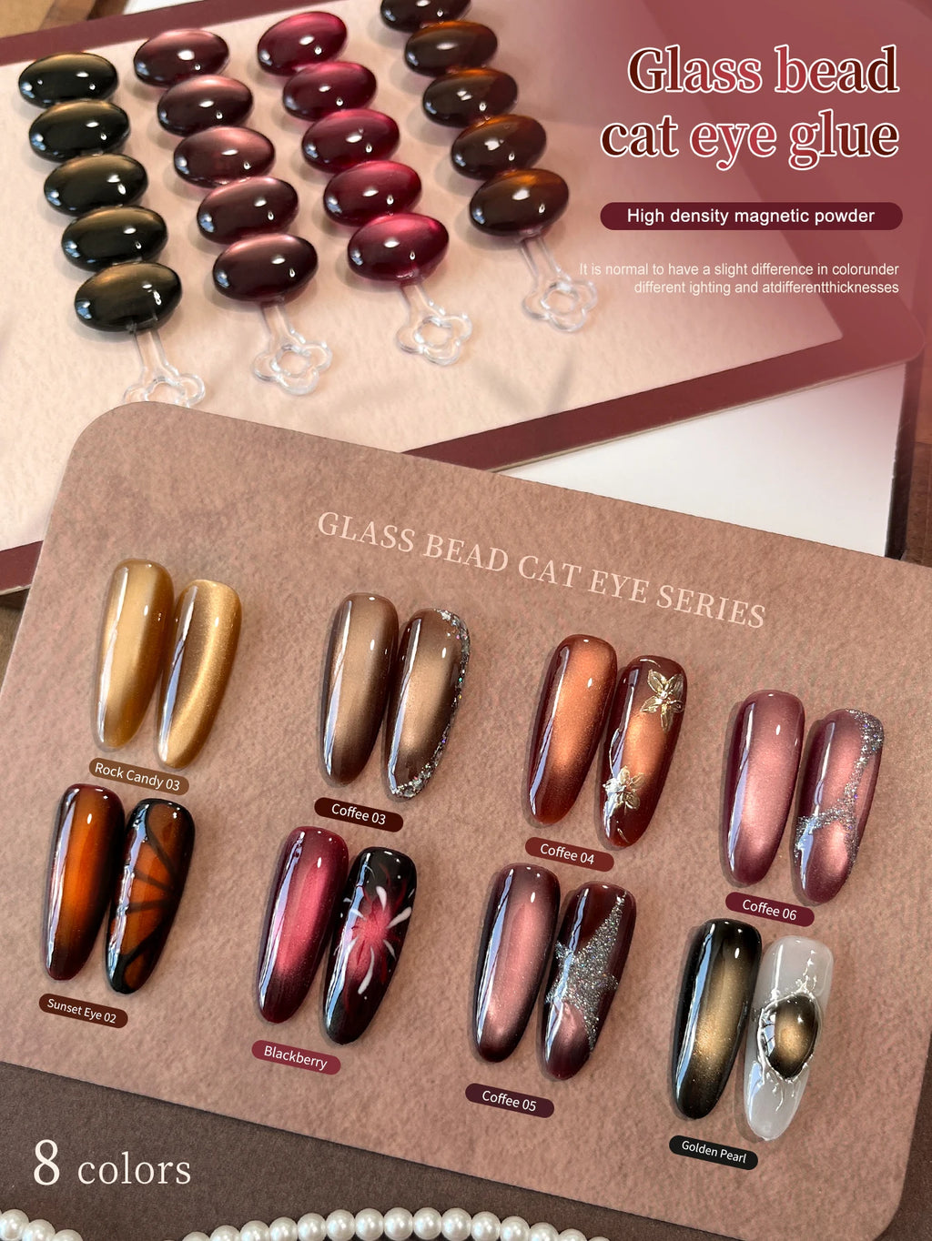 XEIJAYI 15ML Ensemble de vernis à ongles en gel pour œil de chat à 8 couleurs Ankara Red Series, vernis à ongles à immersion LED UV, conception de vernis à ongles DIY de vacances