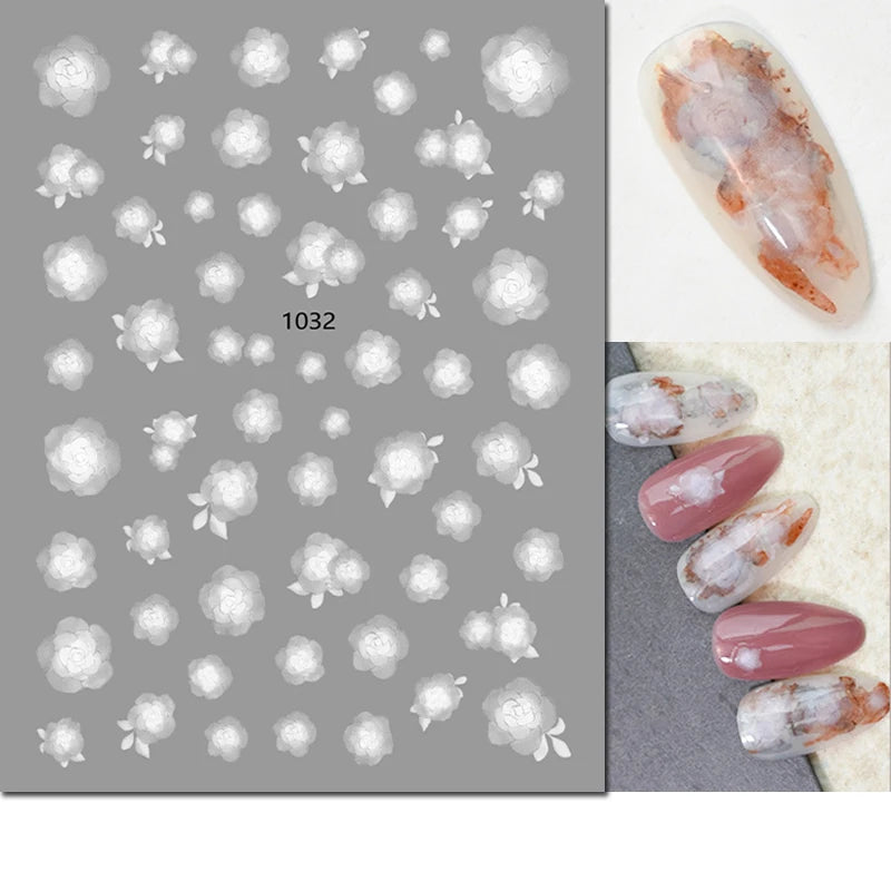 Autocollants 3D pour art des ongles , rose clair, violet, pétales de fleurs, décalcomanies pour décoration de manucure, salon de beauté, été