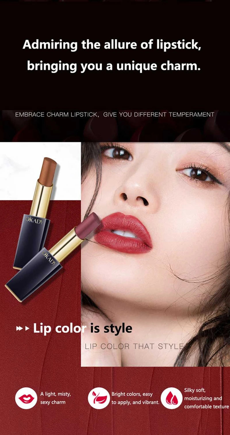Rouge à lèvres antiadhésif imperméable, 5 couleurs, Tube rond, hydratant, facile à colorer, brillant à lèvres longue durée, cosmétiques