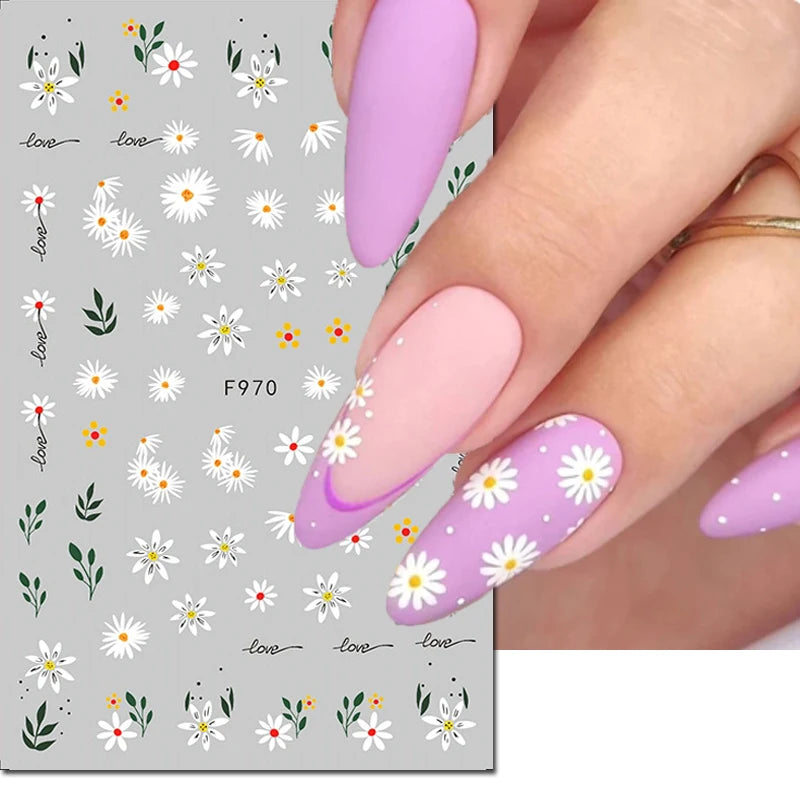 Autocollants 3D pour art des ongles , rose clair, violet, pétales de fleurs, décalcomanies pour décoration de manucure, salon de beauté, été