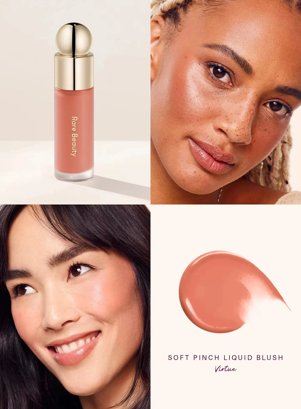 Rare beauté doux pincement liquide Blush soyeux et glisse sur douceur longue durée maquillage dodu espoir amour virtue heureuse merveille vautelle