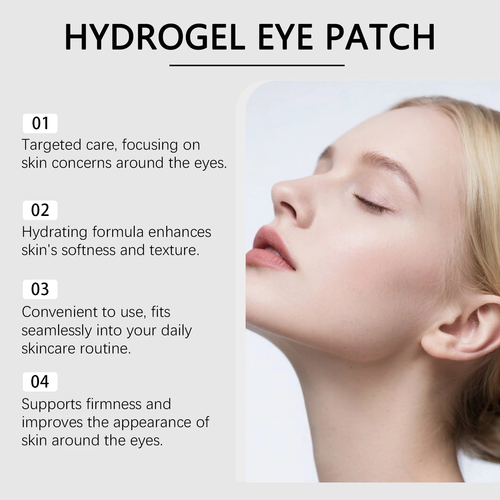 Patch pour les yeux en hydrogel de collagène peptidique Réduire les rides, les cernes avec le peptide de cuivre, la niacinamide, le gel hydratant raffermissant, coussinets pour les yeux