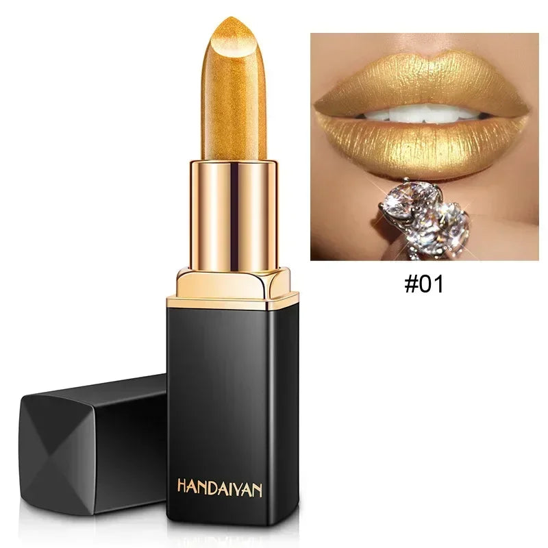 Rouge à lèvres métallique Pearl Changing 9 couleurs Long-Dury brillant plaqué or chaud sirène Maggie rouge à lèvres pour femmes