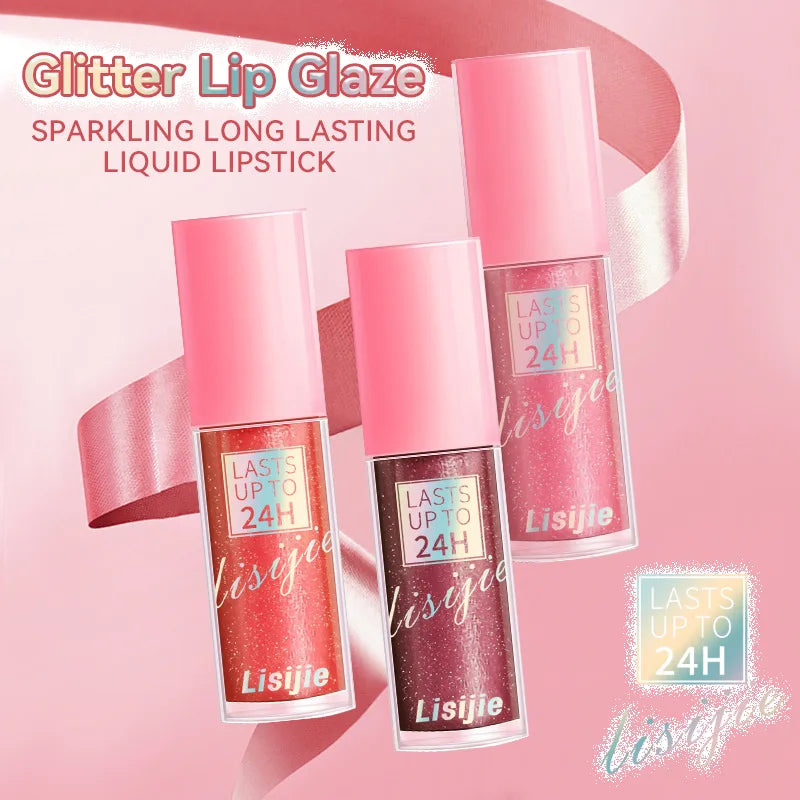 Diamants paillettes brillant à lèvres durable imperméable liquide rouge à lèvres perle brillant couleur des lèvres scintillant maquillage des lèvres dure jusqu'à 24H
