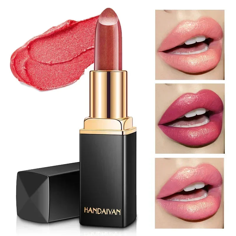 Rouge à lèvres métallique Pearl Changing 9 couleurs Long-Dury brillant plaqué or chaud sirène Maggie rouge à lèvres pour femmes